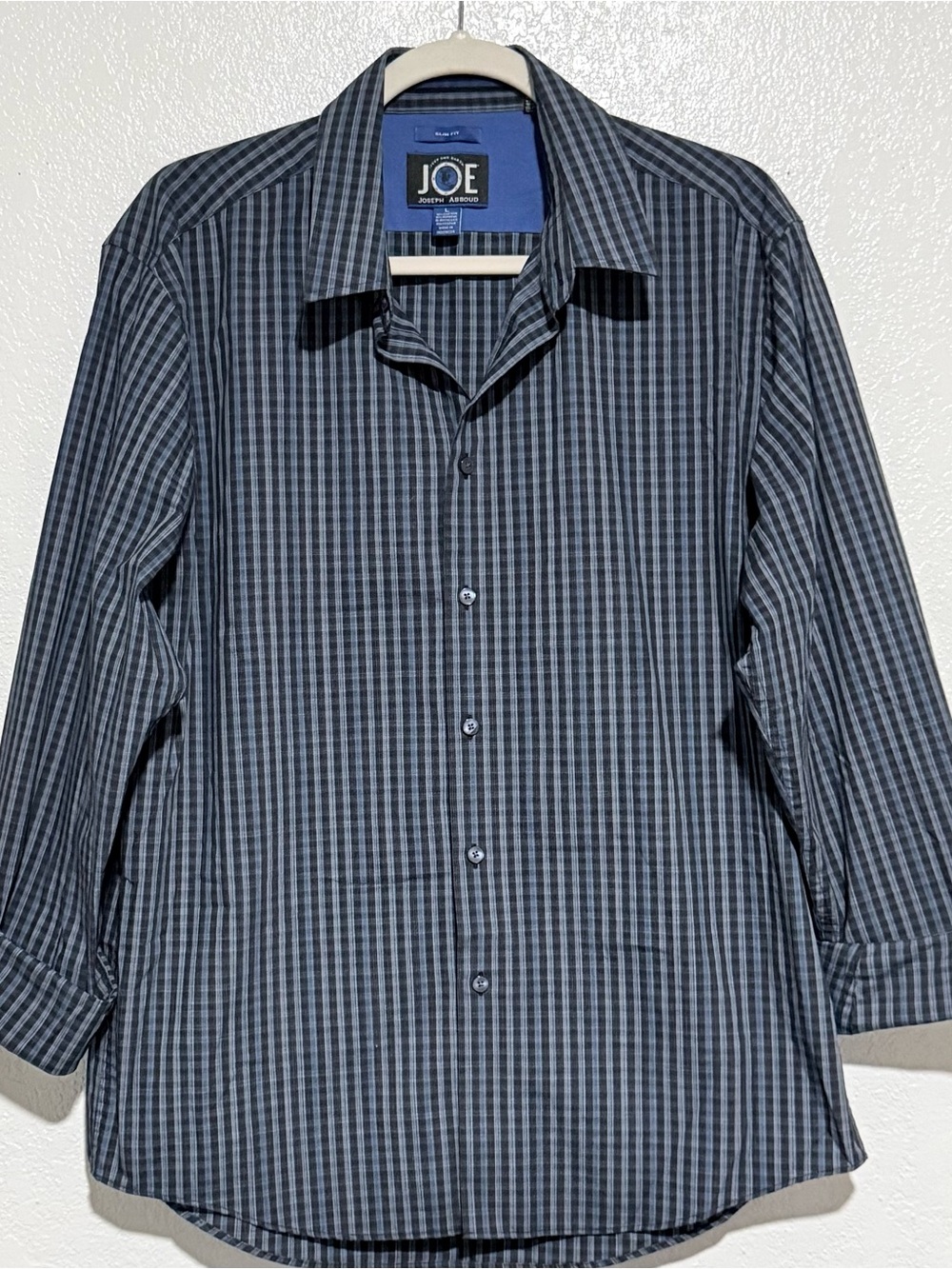 Joseph Abboud Men's Blue and Gray Checked Dress Shirt size Large